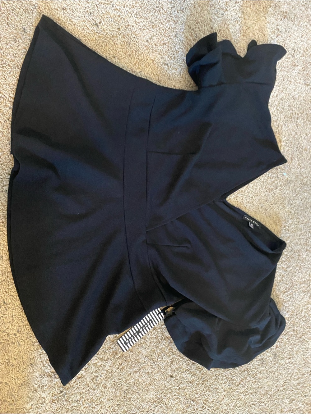 Haute Monde Woman’s Black Top with Ruffle sleeve